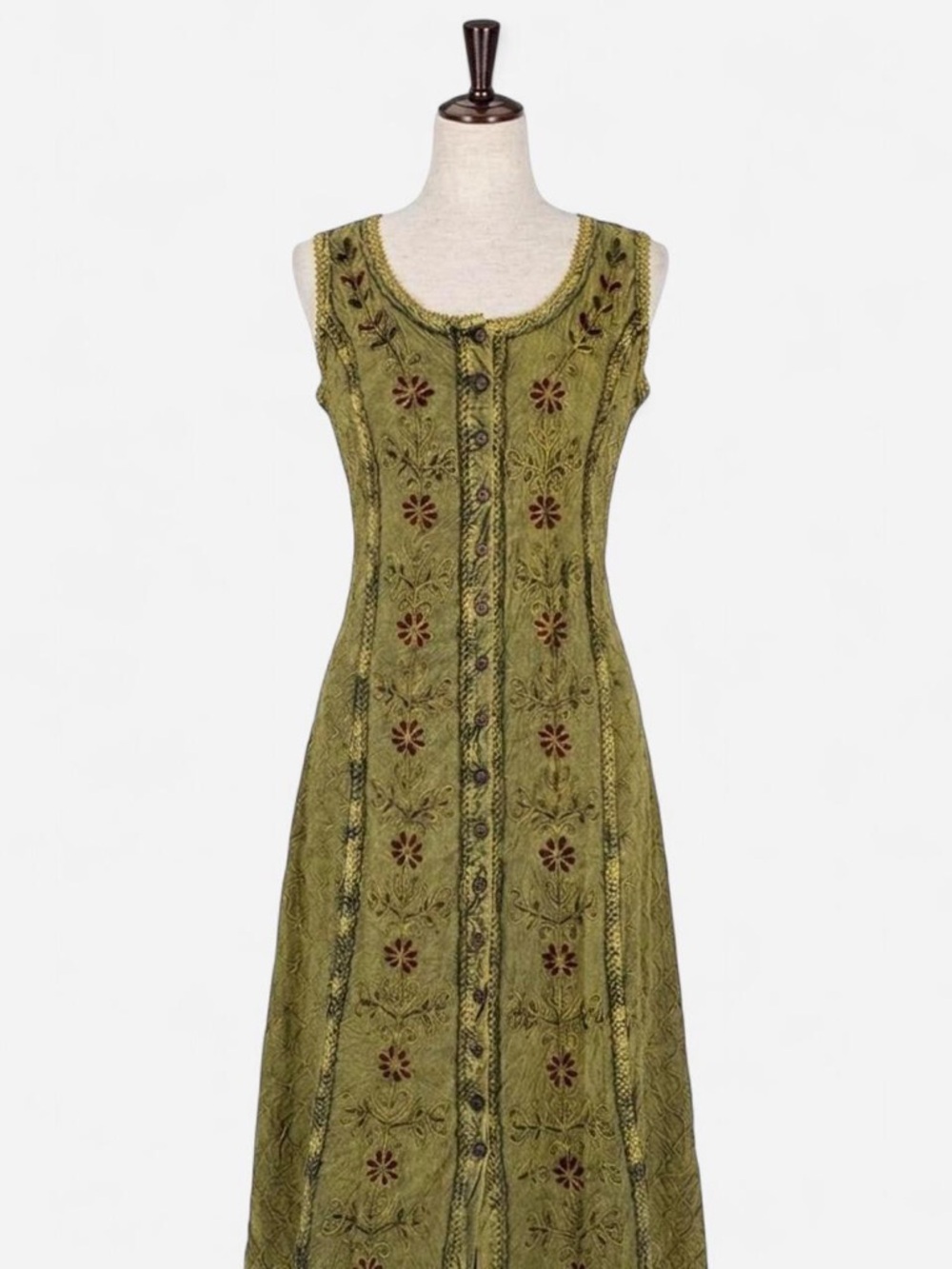 GardenbelleOrganics cottagecore embroidered cotton dress M-L - Picture 4 of 4